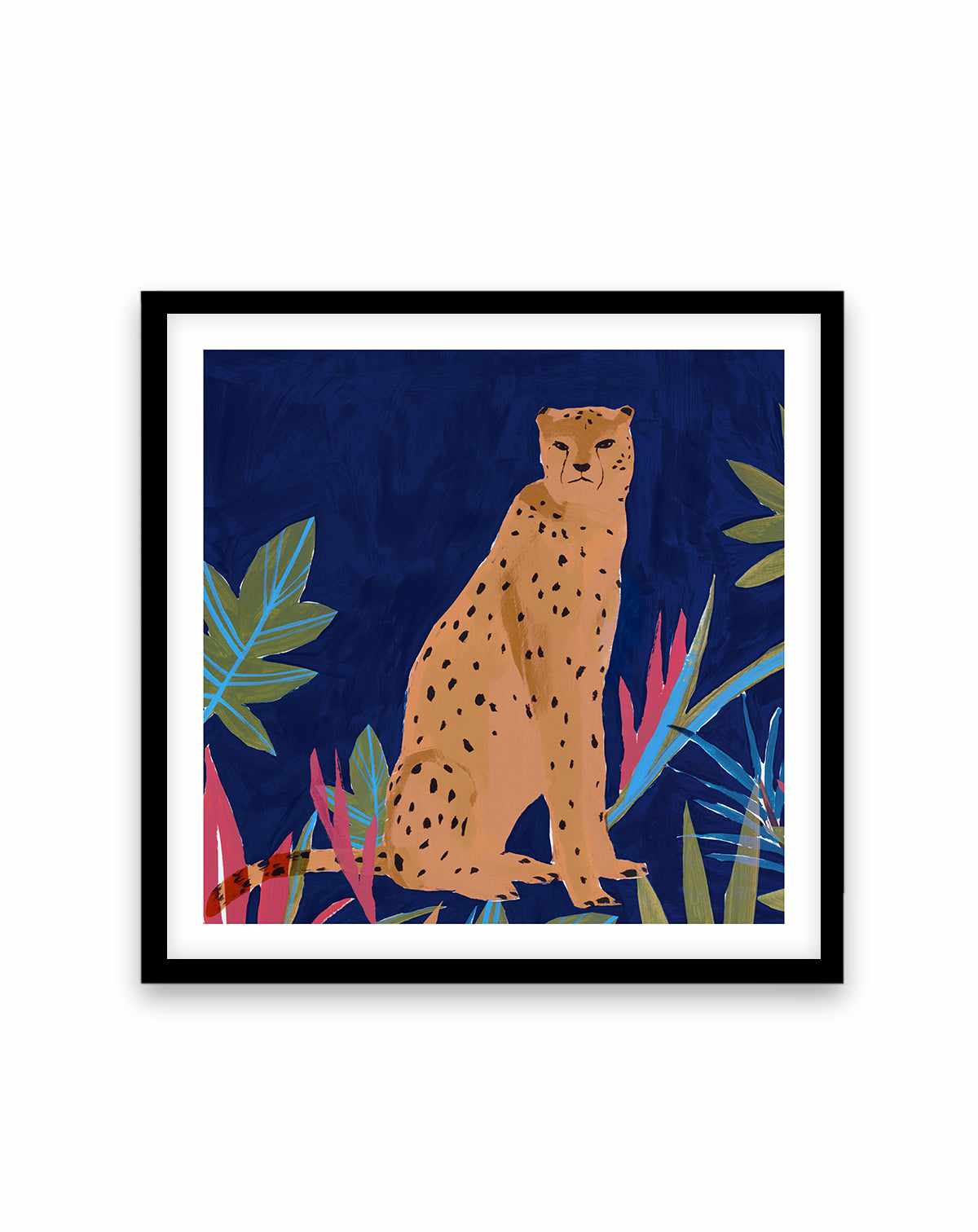 Midnight Cheetah Square Art Print