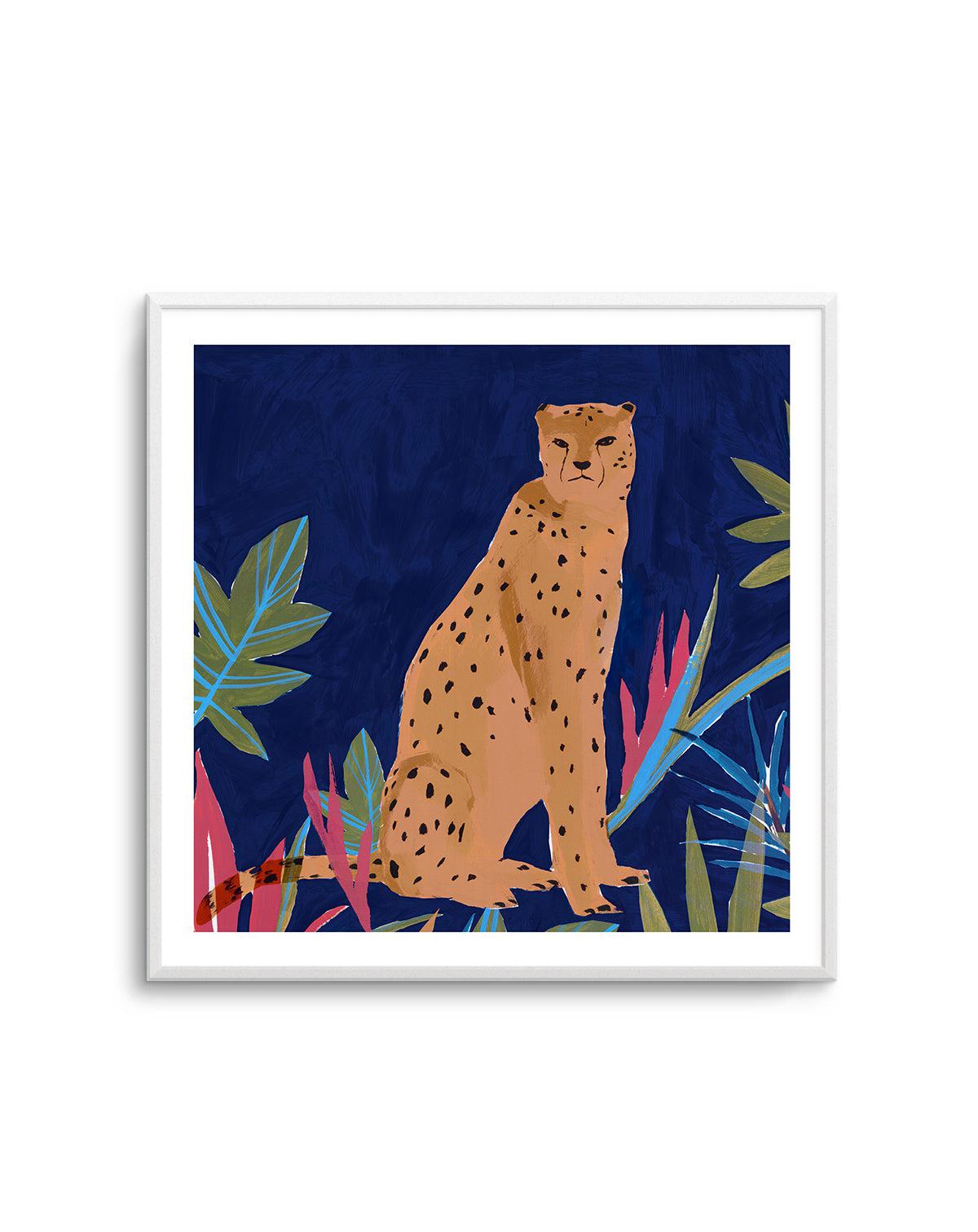 Midnight Cheetah Square Art Print