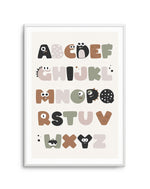 Monster Alphabet | Beige Art Print-PRINT-Olive et Oriel-Olive et Oriel-A5 | 5.8" x 8.3" | 14.8 x 21cm-Unframed Art Print-With White Border-Buy-Australian-Art-Prints-Online-with-Olive-et-Oriel-Your-Artwork-Specialists-Austrailia-Decorate-With-Coastal-Photo-Wall-Art-Prints-From-Our-Beach-House-Artwork-Collection-Fine-Poster-and-Framed-Artwork