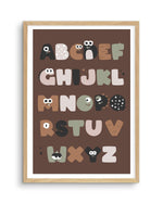 Monster Alphabet | Brown Art Print-PRINT-Olive et Oriel-Olive et Oriel-A5 | 5.8" x 8.3" | 14.8 x 21cm-Oak-With White Border-Buy-Australian-Art-Prints-Online-with-Olive-et-Oriel-Your-Artwork-Specialists-Austrailia-Decorate-With-Coastal-Photo-Wall-Art-Prints-From-Our-Beach-House-Artwork-Collection-Fine-Poster-and-Framed-Artwork