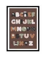 Monster Alphabet | Brown Art Print-PRINT-Olive et Oriel-Olive et Oriel-A5 | 5.8" x 8.3" | 14.8 x 21cm-Black-With White Border-Buy-Australian-Art-Prints-Online-with-Olive-et-Oriel-Your-Artwork-Specialists-Austrailia-Decorate-With-Coastal-Photo-Wall-Art-Prints-From-Our-Beach-House-Artwork-Collection-Fine-Poster-and-Framed-Artwork