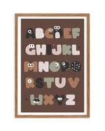 Monster Alphabet | Brown Art Print-PRINT-Olive et Oriel-Olive et Oriel-50x70 cm | 19.6" x 27.5"-Walnut-With White Border-Buy-Australian-Art-Prints-Online-with-Olive-et-Oriel-Your-Artwork-Specialists-Austrailia-Decorate-With-Coastal-Photo-Wall-Art-Prints-From-Our-Beach-House-Artwork-Collection-Fine-Poster-and-Framed-Artwork