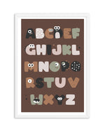 Monster Alphabet | Brown Art Print-PRINT-Olive et Oriel-Olive et Oriel-A5 | 5.8" x 8.3" | 14.8 x 21cm-White-With White Border-Buy-Australian-Art-Prints-Online-with-Olive-et-Oriel-Your-Artwork-Specialists-Austrailia-Decorate-With-Coastal-Photo-Wall-Art-Prints-From-Our-Beach-House-Artwork-Collection-Fine-Poster-and-Framed-Artwork