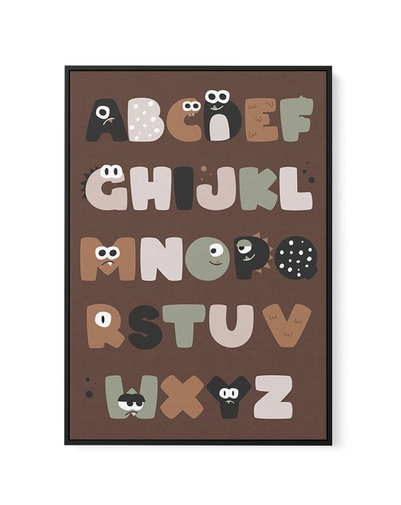 Monster Alphabet | Brown | Framed Canvas-CANVAS-You can shop wall art online with Olive et Oriel for everything from abstract art to fun kids wall art. Our beautiful modern art prints and canvas art are available from large canvas prints to wall art paintings and our proudly Australian artwork collection offers only the highest quality framed large wall art and canvas art Australia - You can buy fashion photography prints or Hampton print posters and paintings on canvas from Olive et Oriel and h