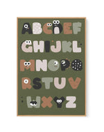 Monster Alphabet | Khaki | Framed Canvas-CANVAS-You can shop wall art online with Olive et Oriel for everything from abstract art to fun kids wall art. Our beautiful modern art prints and canvas art are available from large canvas prints to wall art paintings and our proudly Australian artwork collection offers only the highest quality framed large wall art and canvas art Australia - You can buy fashion photography prints or Hampton print posters and paintings on canvas from Olive et Oriel and h