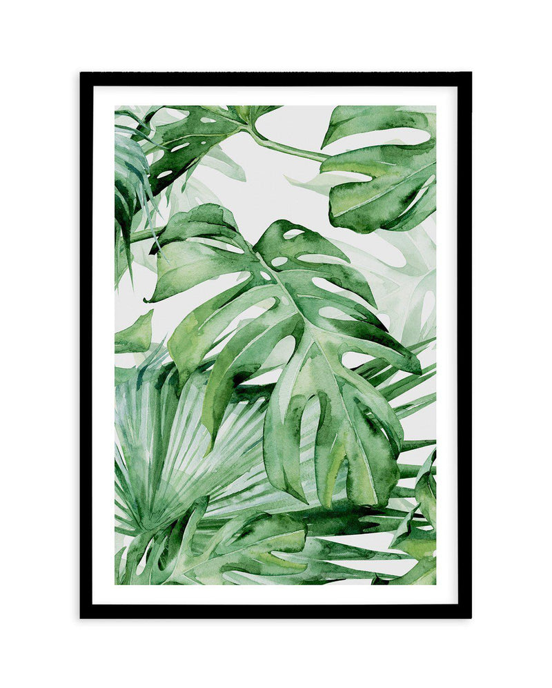 Monstera in Watercolour I Art Print-PRINT-Olive et Oriel-Olive et Oriel-A4 | 8.3" x 11.7" | 21 x 29.7cm-Black-With White Border-Buy-Australian-Art-Prints-Online-with-Olive-et-Oriel-Your-Artwork-Specialists-Austrailia-Decorate-With-Coastal-Photo-Wall-Art-Prints-From-Our-Beach-House-Artwork-Collection-Fine-Poster-and-Framed-Artwork