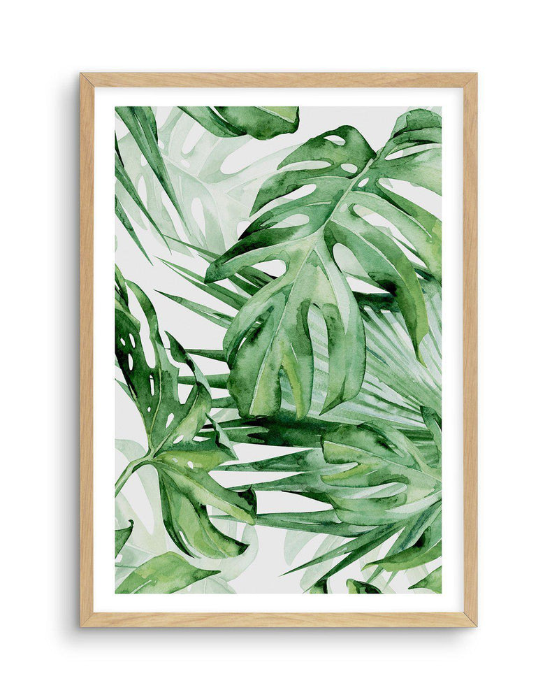 Monstera in Watercolour II Art Print-PRINT-Olive et Oriel-Olive et Oriel-A4 | 8.3" x 11.7" | 21 x 29.7cm-Oak-With White Border-Buy-Australian-Art-Prints-Online-with-Olive-et-Oriel-Your-Artwork-Specialists-Austrailia-Decorate-With-Coastal-Photo-Wall-Art-Prints-From-Our-Beach-House-Artwork-Collection-Fine-Poster-and-Framed-Artwork