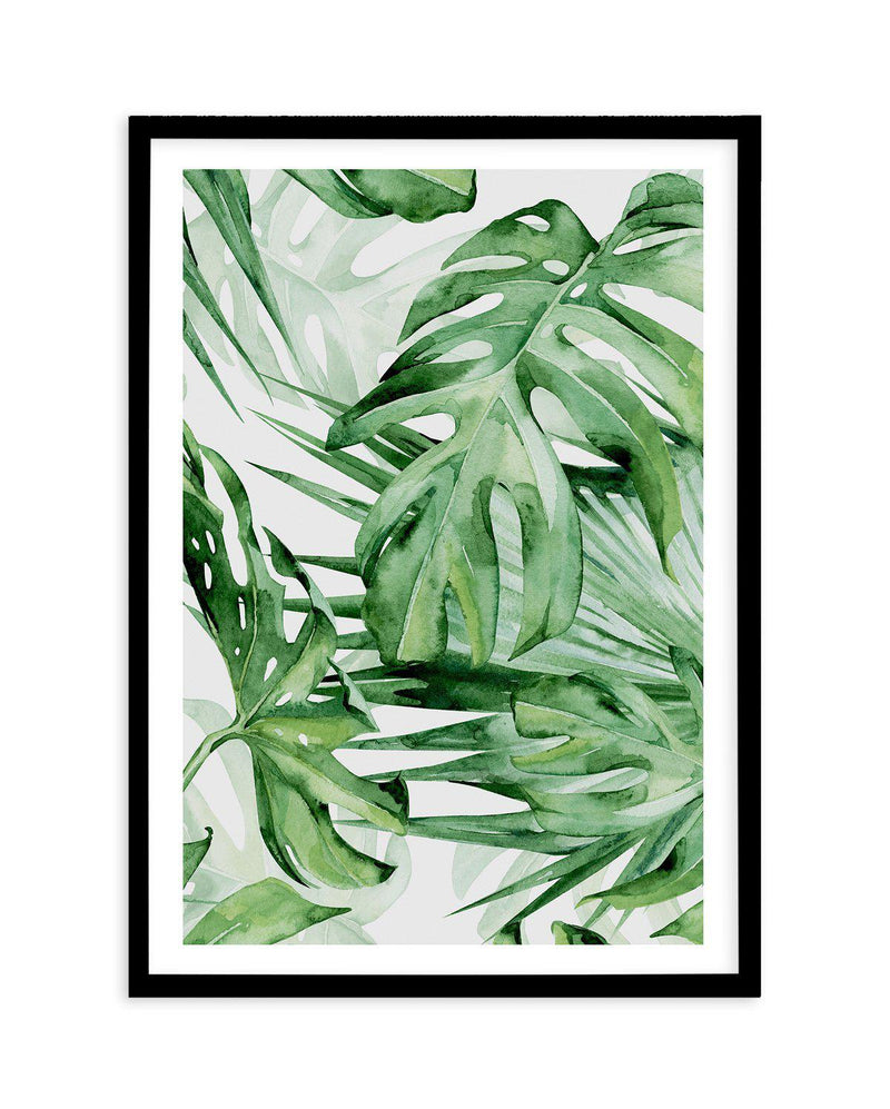 Monstera in Watercolour II Art Print-PRINT-Olive et Oriel-Olive et Oriel-A4 | 8.3" x 11.7" | 21 x 29.7cm-Black-With White Border-Buy-Australian-Art-Prints-Online-with-Olive-et-Oriel-Your-Artwork-Specialists-Austrailia-Decorate-With-Coastal-Photo-Wall-Art-Prints-From-Our-Beach-House-Artwork-Collection-Fine-Poster-and-Framed-Artwork