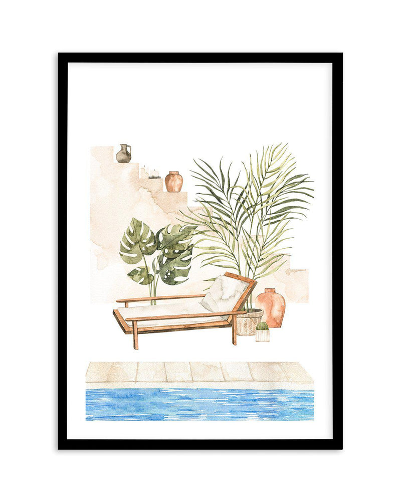 Moroccan Pool Art Print-PRINT-Olive et Oriel-Olive et Oriel-A4 | 8.3" x 11.7" | 21 x 29.7cm-Black-With White Border-Buy-Australian-Art-Prints-Online-with-Olive-et-Oriel-Your-Artwork-Specialists-Austrailia-Decorate-With-Coastal-Photo-Wall-Art-Prints-From-Our-Beach-House-Artwork-Collection-Fine-Poster-and-Framed-Artwork