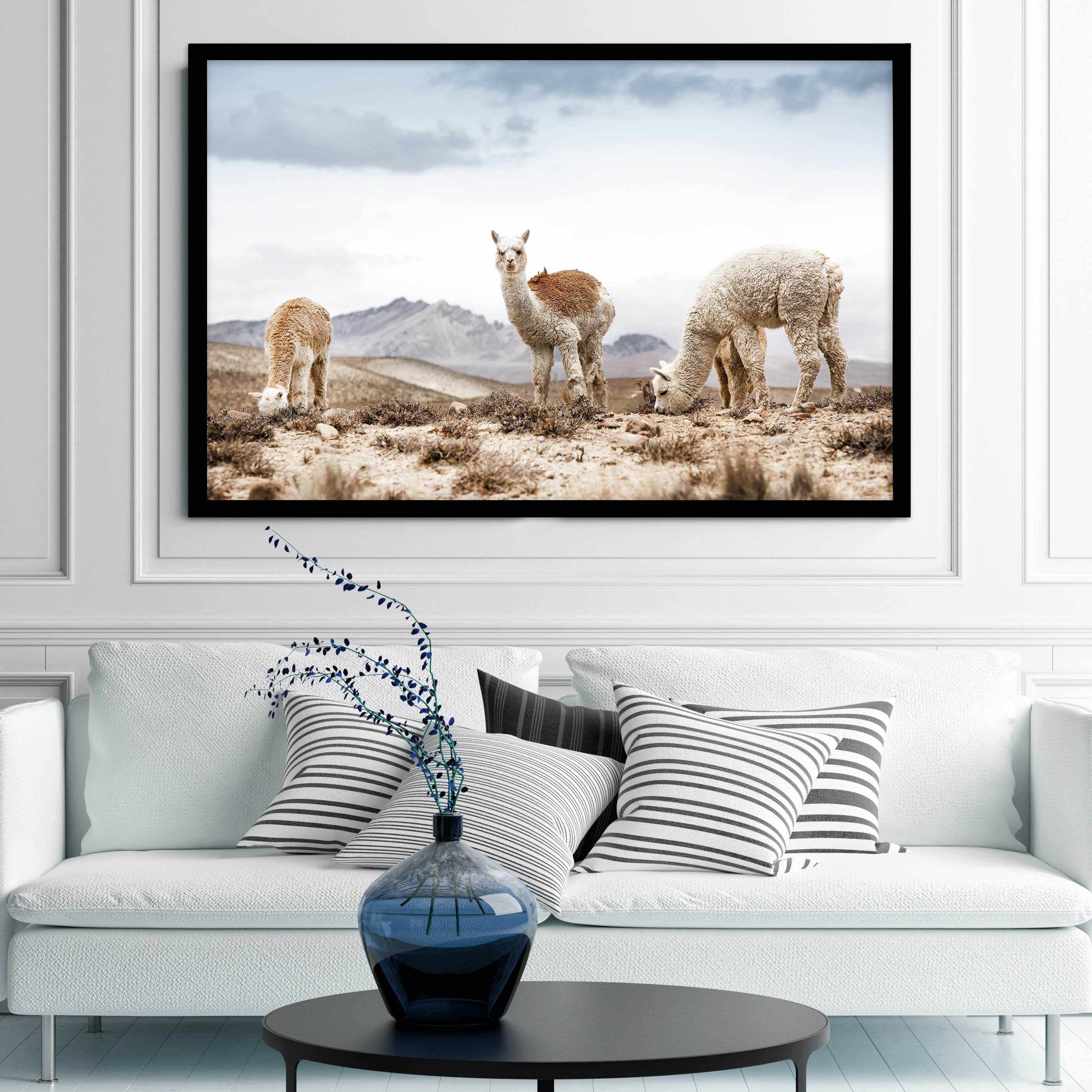 Mountain Llamas LS Art Print-PRINT-Olive et Oriel-Olive et Oriel-Buy-Australian-Art-Prints-Online-with-Olive-et-Oriel-Your-Artwork-Specialists-Austrailia-Decorate-With-Coastal-Photo-Wall-Art-Prints-From-Our-Beach-House-Artwork-Collection-Fine-Poster-and-Framed-Artwork