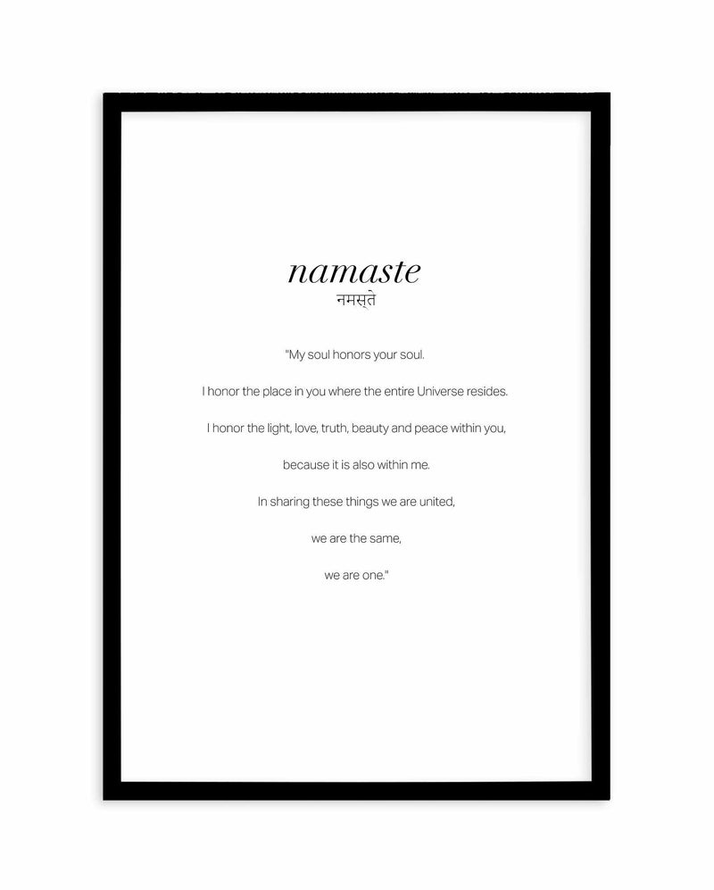 Namaste Art Print-PRINT-Olive et Oriel-Olive et Oriel-A4 | 8.3" x 11.7" | 21 x 29.7cm-Black-With White Border-Buy-Australian-Art-Prints-Online-with-Olive-et-Oriel-Your-Artwork-Specialists-Austrailia-Decorate-With-Coastal-Photo-Wall-Art-Prints-From-Our-Beach-House-Artwork-Collection-Fine-Poster-and-Framed-Artwork