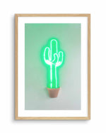 Neon Cactus | Green Art Print-PRINT-Olive et Oriel-Olive et Oriel-A4 | 8.3" x 11.7" | 21 x 29.7cm-Oak-With White Border-Buy-Australian-Art-Prints-Online-with-Olive-et-Oriel-Your-Artwork-Specialists-Austrailia-Decorate-With-Coastal-Photo-Wall-Art-Prints-From-Our-Beach-House-Artwork-Collection-Fine-Poster-and-Framed-Artwork