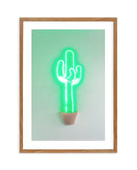 Neon Cactus | Green Art Print-PRINT-Olive et Oriel-Olive et Oriel-50x70 cm | 19.6" x 27.5"-Walnut-With White Border-Buy-Australian-Art-Prints-Online-with-Olive-et-Oriel-Your-Artwork-Specialists-Austrailia-Decorate-With-Coastal-Photo-Wall-Art-Prints-From-Our-Beach-House-Artwork-Collection-Fine-Poster-and-Framed-Artwork