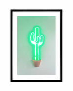 Neon Cactus | Green Art Print-PRINT-Olive et Oriel-Olive et Oriel-A4 | 8.3" x 11.7" | 21 x 29.7cm-Black-With White Border-Buy-Australian-Art-Prints-Online-with-Olive-et-Oriel-Your-Artwork-Specialists-Austrailia-Decorate-With-Coastal-Photo-Wall-Art-Prints-From-Our-Beach-House-Artwork-Collection-Fine-Poster-and-Framed-Artwork