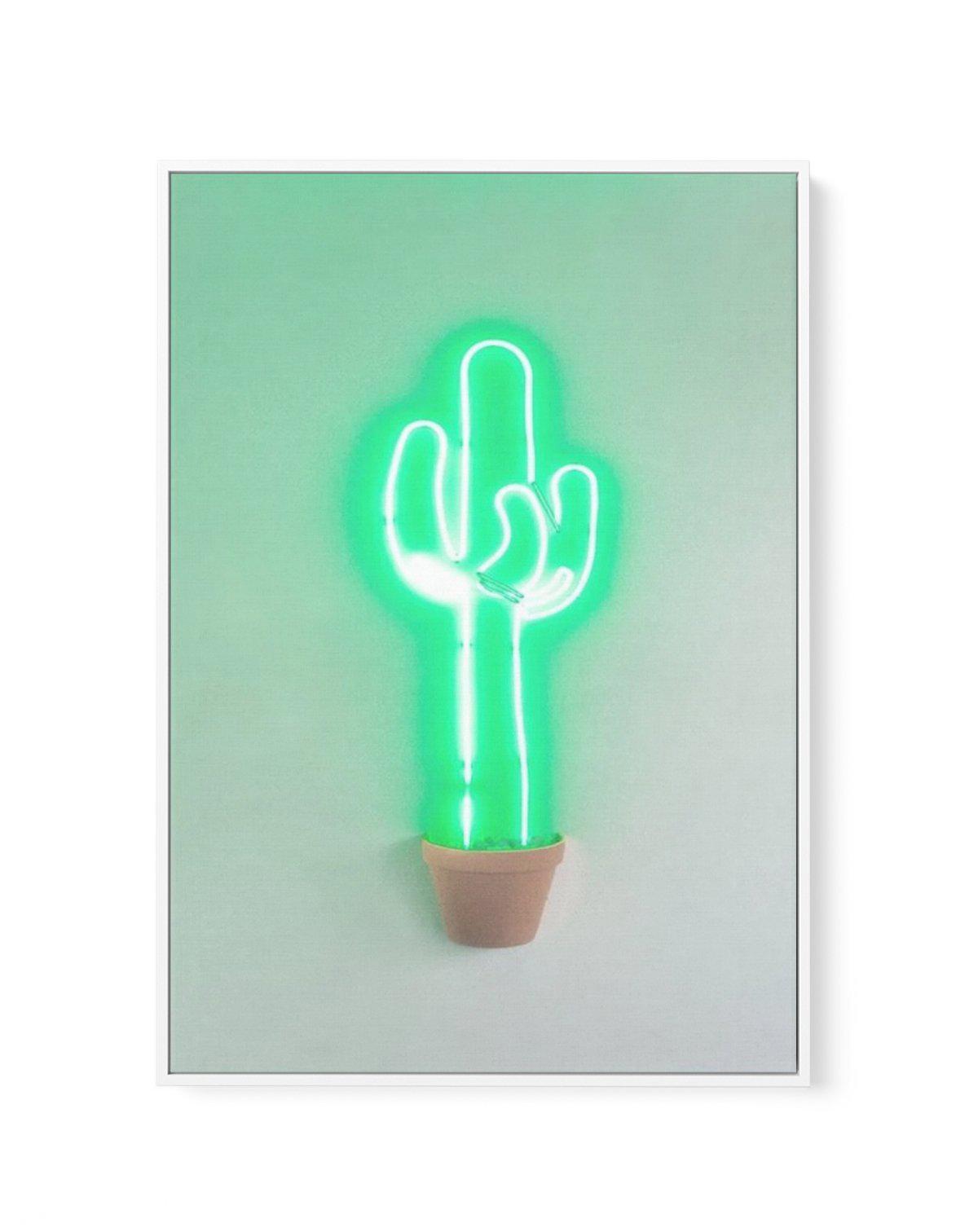 Neon Cactus | Green | Framed Canvas-CANVAS-You can shop wall art online with Olive et Oriel for everything from abstract art to fun kids wall art. Our beautiful modern art prints and canvas art are available from large canvas prints to wall art paintings and our proudly Australian artwork collection offers only the highest quality framed large wall art and canvas art Australia - You can buy fashion photography prints or Hampton print posters and paintings on canvas from Olive et Oriel and have t