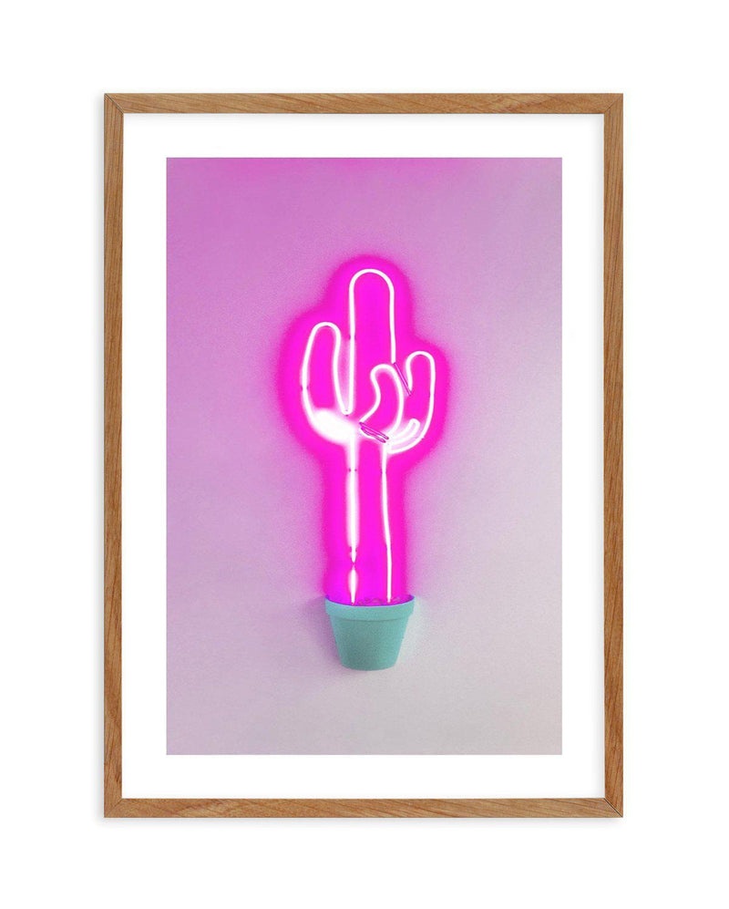 Neon Cactus | Pink Art Print-PRINT-Olive et Oriel-Olive et Oriel-50x70 cm | 19.6" x 27.5"-Walnut-With White Border-Buy-Australian-Art-Prints-Online-with-Olive-et-Oriel-Your-Artwork-Specialists-Austrailia-Decorate-With-Coastal-Photo-Wall-Art-Prints-From-Our-Beach-House-Artwork-Collection-Fine-Poster-and-Framed-Artwork