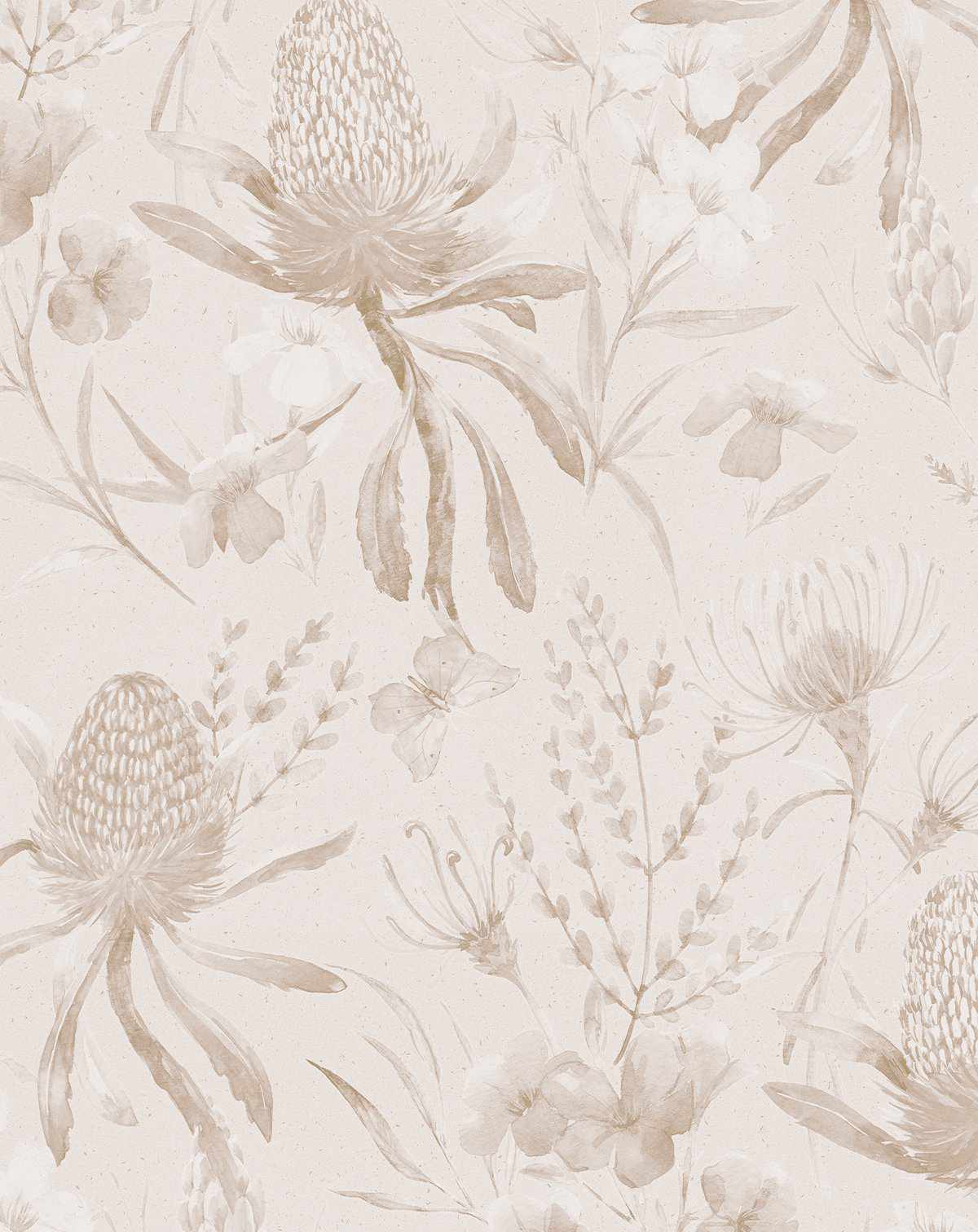 Neutral Banksia Wallpaper Mural - Olive et Oriel