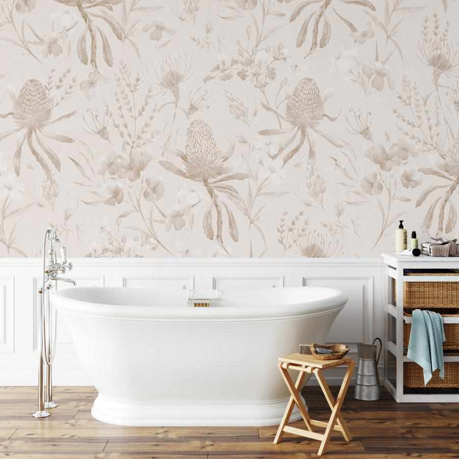 Neutral Banksia Wallpaper Mural - Olive et Oriel