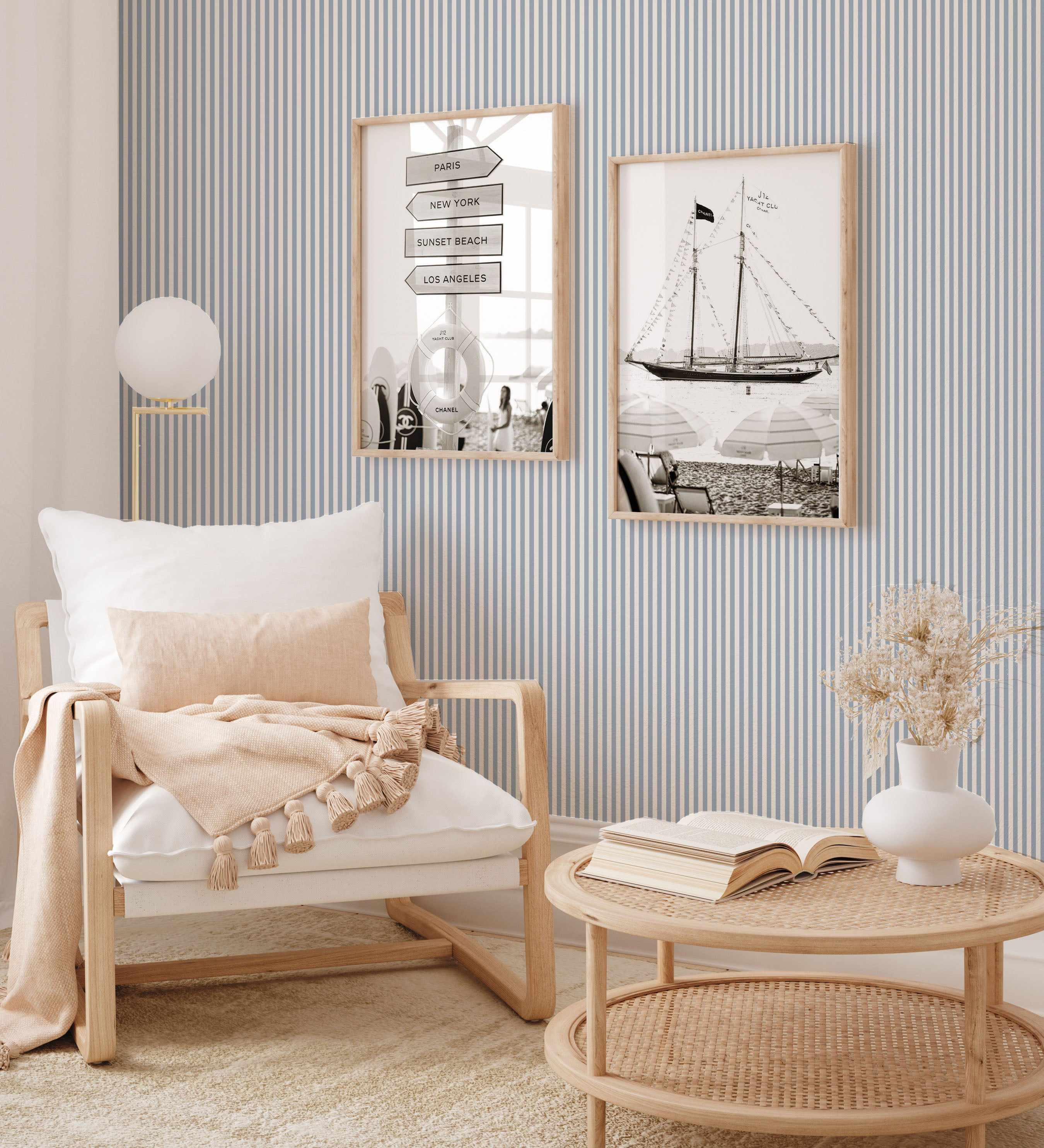 Petite Stripe In Ocean Wallpaper