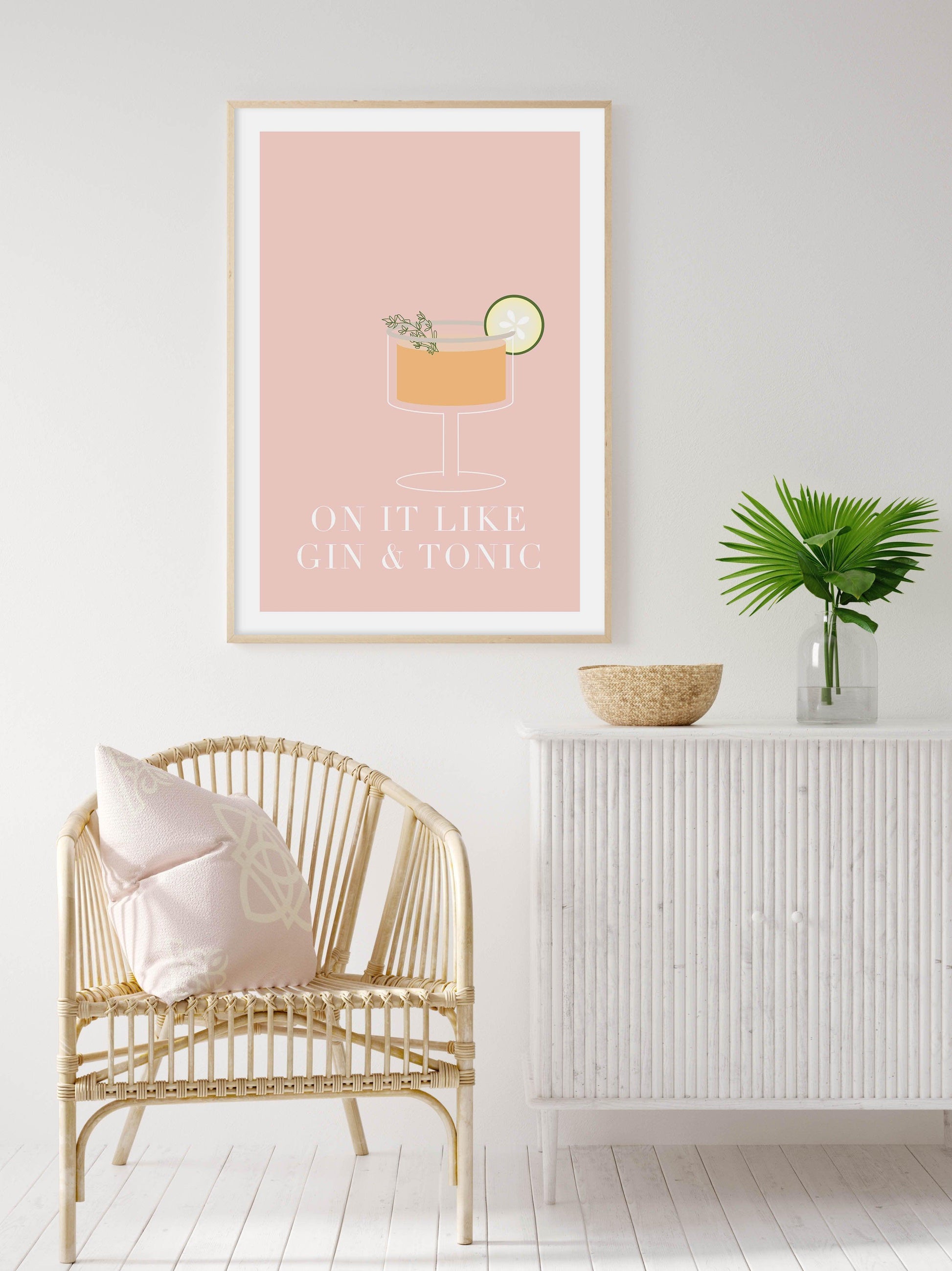 On It Like Gin & Tonic | Pink Art Print-PRINT-Olive et Oriel-Olive et Oriel-Buy-Australian-Art-Prints-Online-with-Olive-et-Oriel-Your-Artwork-Specialists-Austrailia-Decorate-With-Coastal-Photo-Wall-Art-Prints-From-Our-Beach-House-Artwork-Collection-Fine-Poster-and-Framed-Artwork