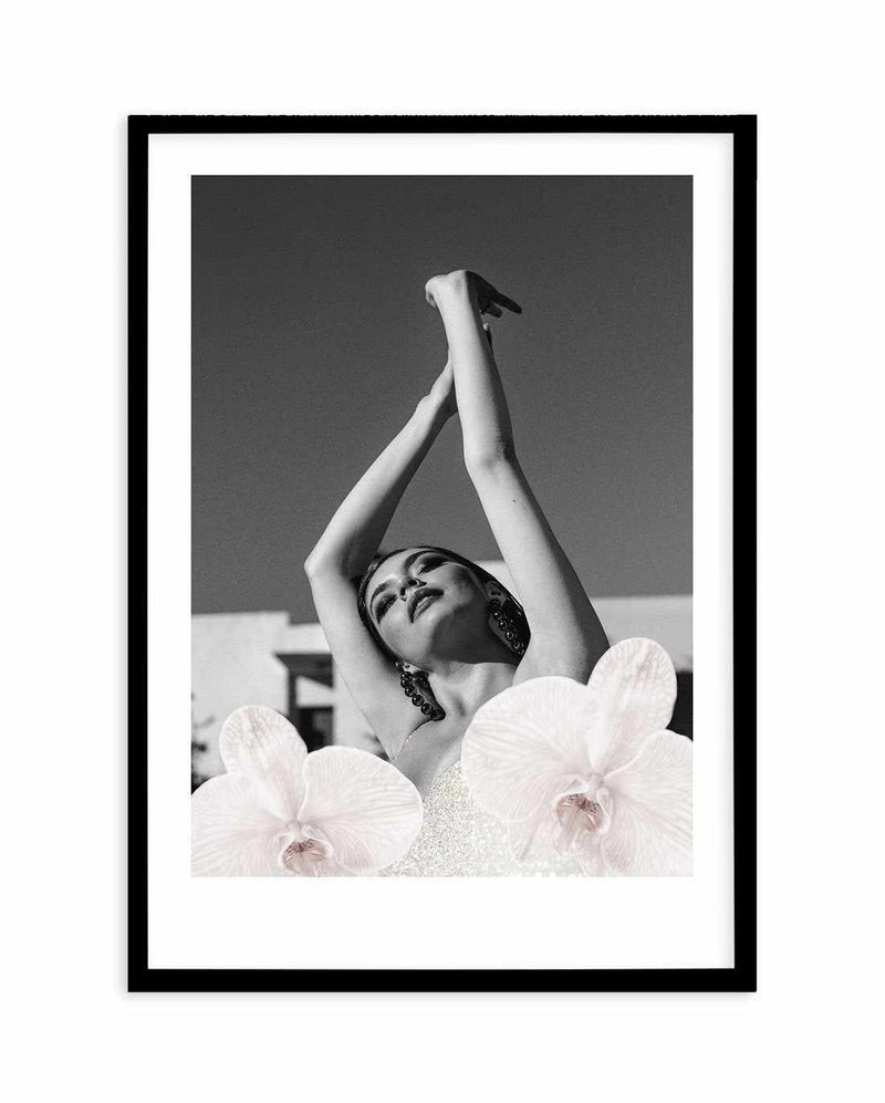 Orchids Girl II Art Print-PRINT-Olive et Oriel-Olive et Oriel-A4 | 8.3" x 11.7" | 21 x 29.7cm-Black-With White Border-Buy-Australian-Art-Prints-Online-with-Olive-et-Oriel-Your-Artwork-Specialists-Austrailia-Decorate-With-Coastal-Photo-Wall-Art-Prints-From-Our-Beach-House-Artwork-Collection-Fine-Poster-and-Framed-Artwork