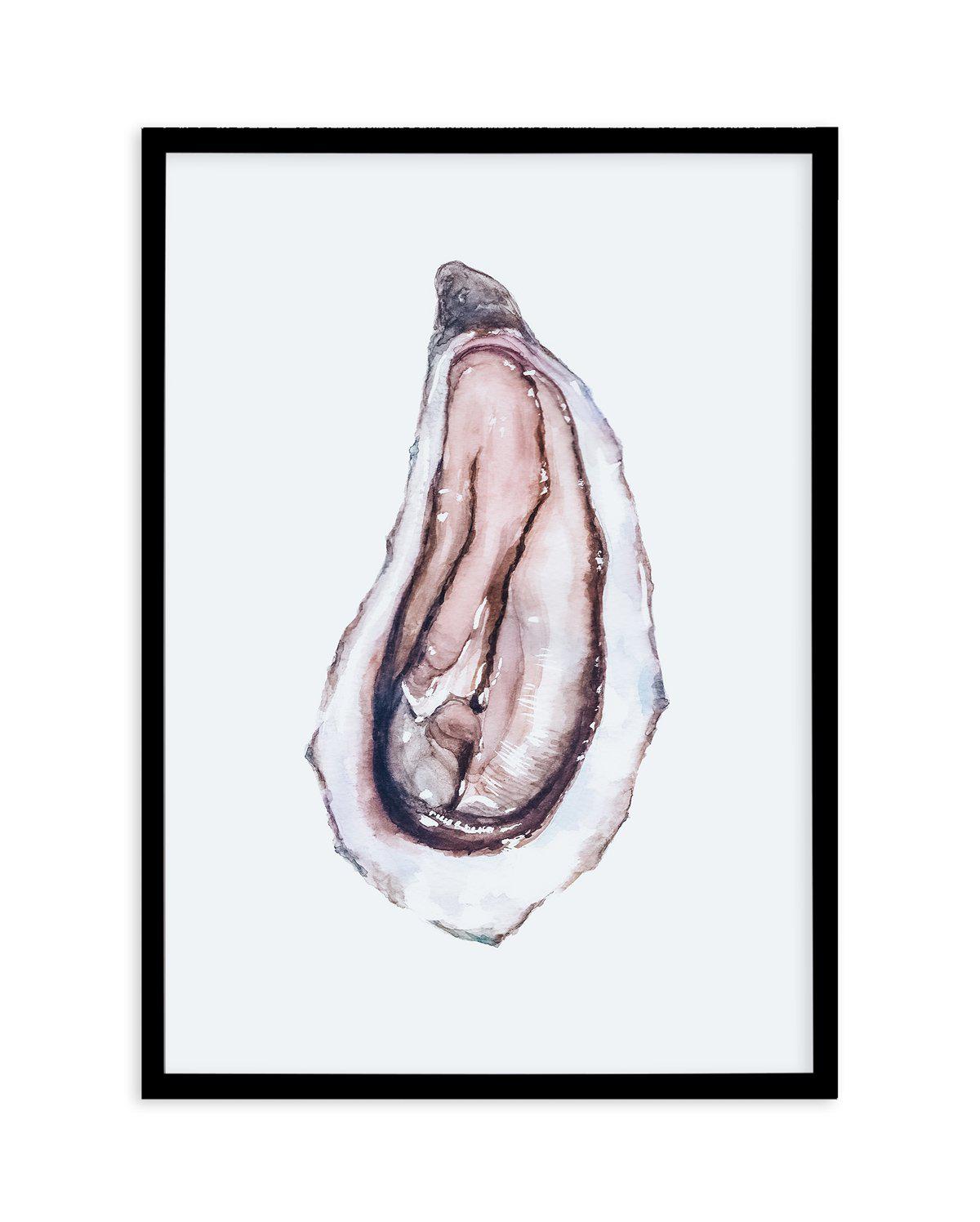 Oyster I Art Print-PRINT-Olive et Oriel-Olive et Oriel-A5 | 5.8" x 8.3" | 14.8 x 21cm-Black-With White Border-Buy-Australian-Art-Prints-Online-with-Olive-et-Oriel-Your-Artwork-Specialists-Austrailia-Decorate-With-Coastal-Photo-Wall-Art-Prints-From-Our-Beach-House-Artwork-Collection-Fine-Poster-and-Framed-Artwork