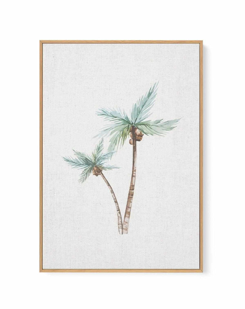 Palms on Linen II | Framed Canvas Art Print