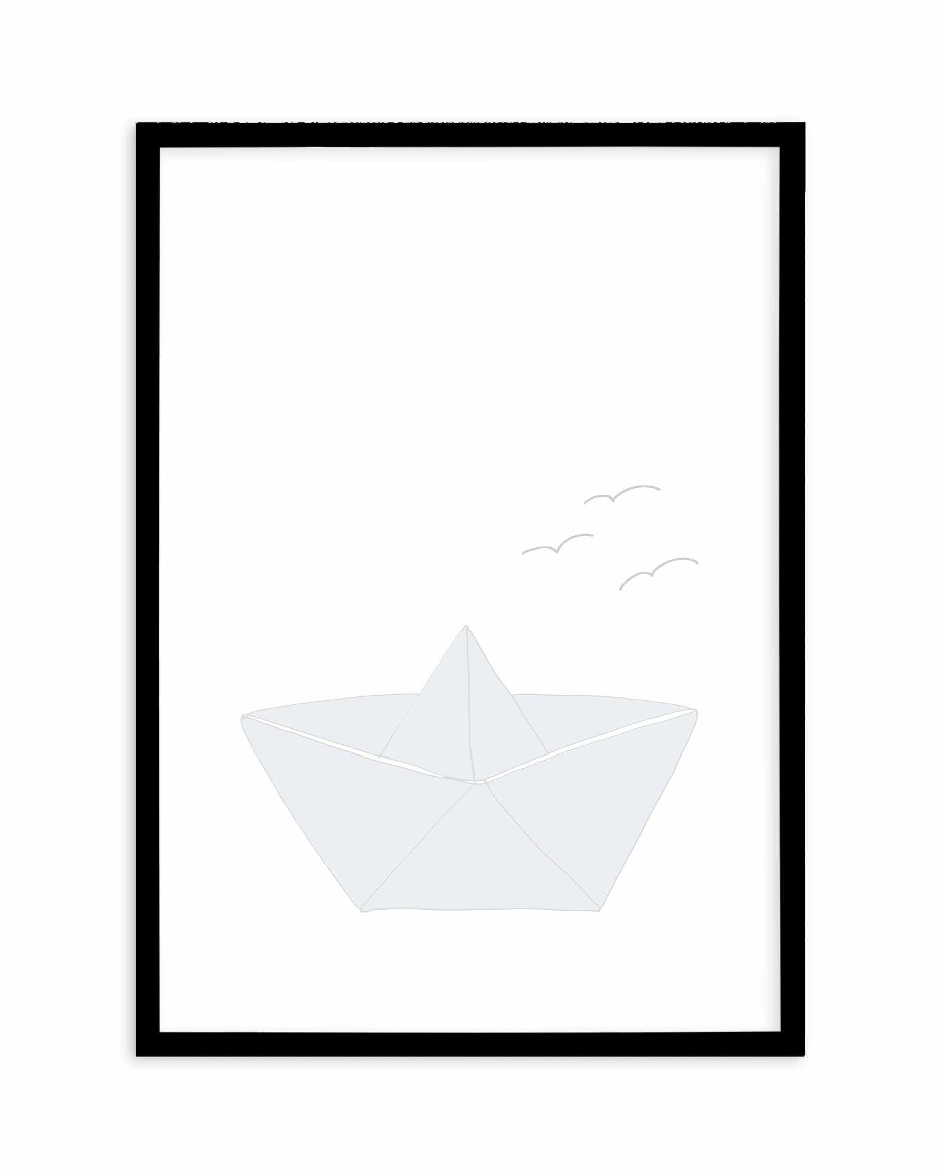 Paper Boat Art Print-PRINT-Olive et Oriel-Olive et Oriel-A5 | 5.8" x 8.3" | 14.8 x 21cm-Black-With White Border-Buy-Australian-Art-Prints-Online-with-Olive-et-Oriel-Your-Artwork-Specialists-Austrailia-Decorate-With-Coastal-Photo-Wall-Art-Prints-From-Our-Beach-House-Artwork-Collection-Fine-Poster-and-Framed-Artwork