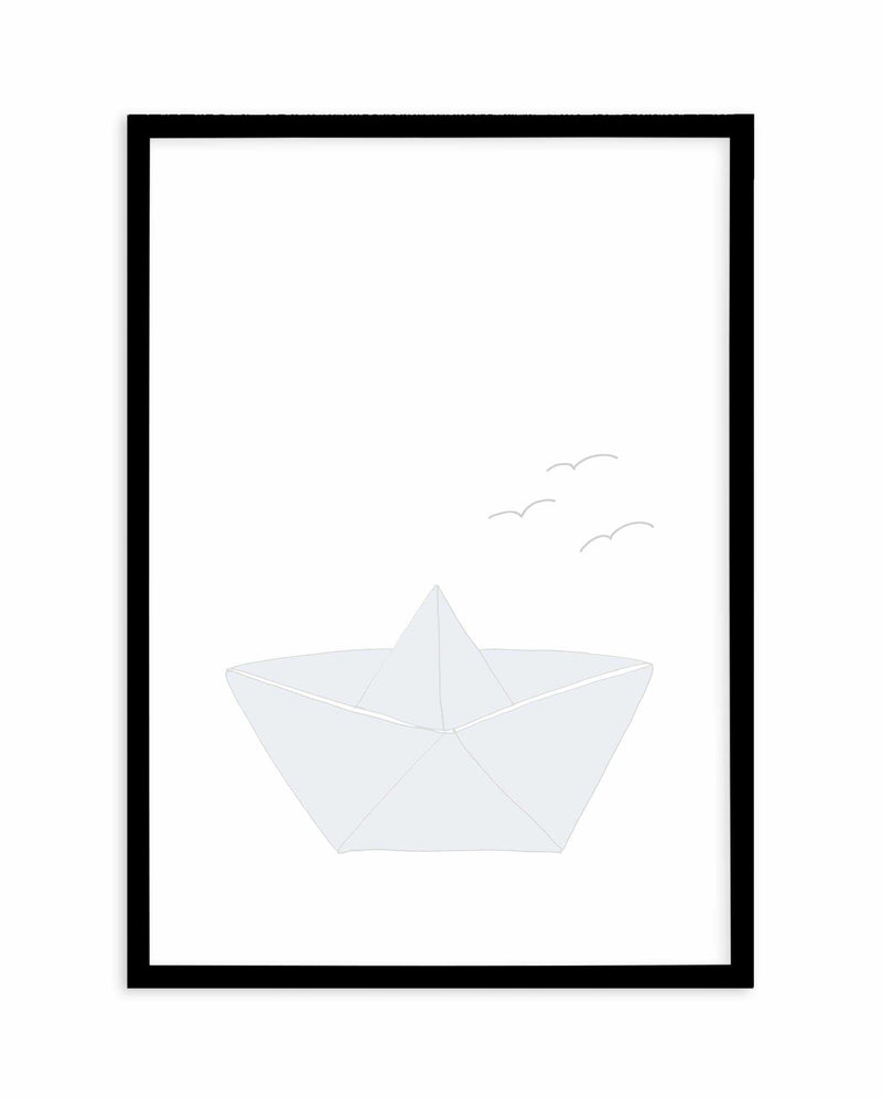 Paper Boat Art Print-PRINT-Olive et Oriel-Olive et Oriel-A5 | 5.8" x 8.3" | 14.8 x 21cm-Black-With White Border-Buy-Australian-Art-Prints-Online-with-Olive-et-Oriel-Your-Artwork-Specialists-Austrailia-Decorate-With-Coastal-Photo-Wall-Art-Prints-From-Our-Beach-House-Artwork-Collection-Fine-Poster-and-Framed-Artwork
