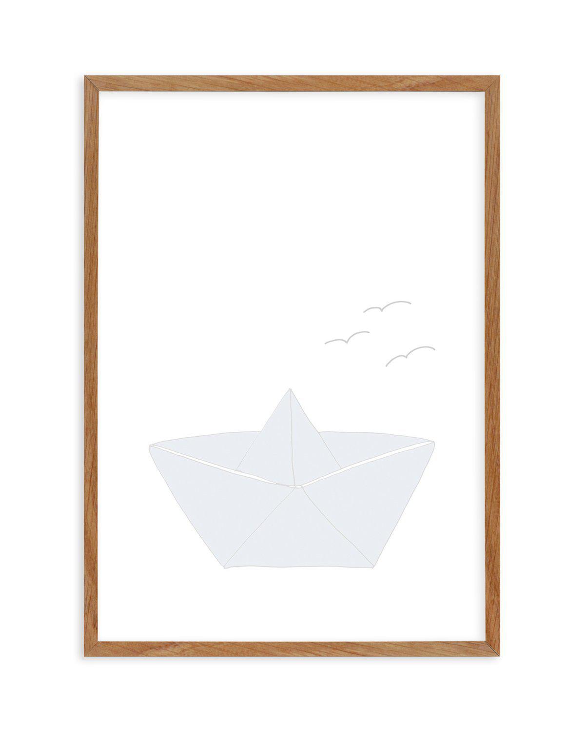 Paper Boat Art Print-PRINT-Olive et Oriel-Olive et Oriel-50x70 cm | 19.6" x 27.5"-Walnut-With White Border-Buy-Australian-Art-Prints-Online-with-Olive-et-Oriel-Your-Artwork-Specialists-Austrailia-Decorate-With-Coastal-Photo-Wall-Art-Prints-From-Our-Beach-House-Artwork-Collection-Fine-Poster-and-Framed-Artwork