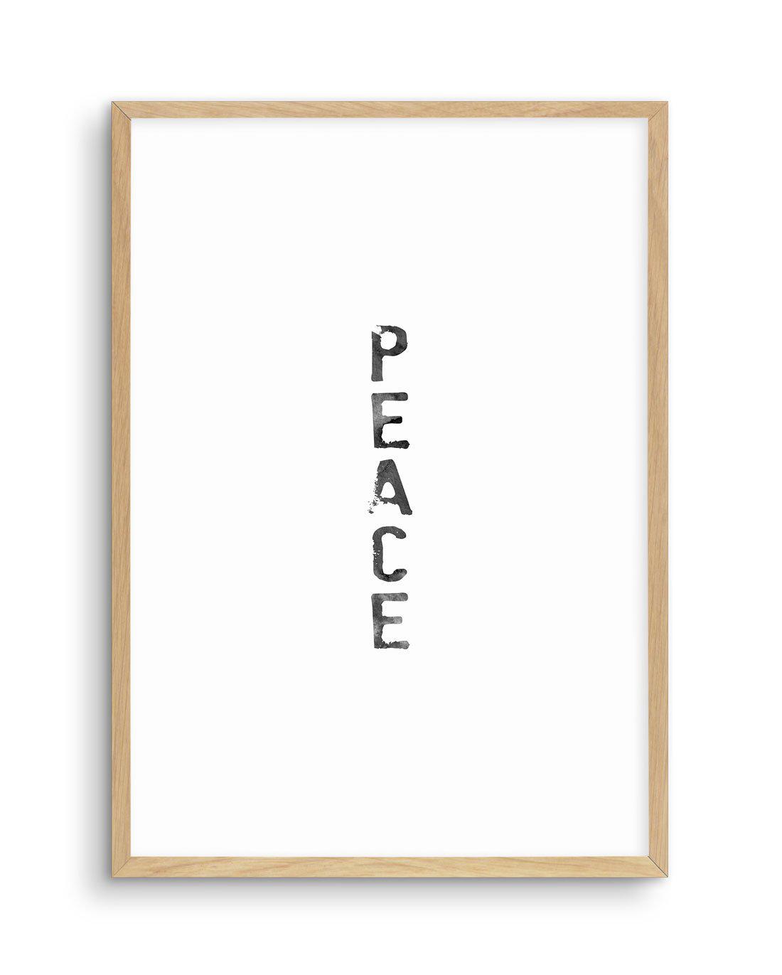 Peace | Black Watercolour Art Print-PRINT-Olive et Oriel-Olive et Oriel-A4 | 8.3" x 11.7" | 21 x 29.7cm-Oak-With White Border-Buy-Australian-Art-Prints-Online-with-Olive-et-Oriel-Your-Artwork-Specialists-Austrailia-Decorate-With-Coastal-Photo-Wall-Art-Prints-From-Our-Beach-House-Artwork-Collection-Fine-Poster-and-Framed-Artwork