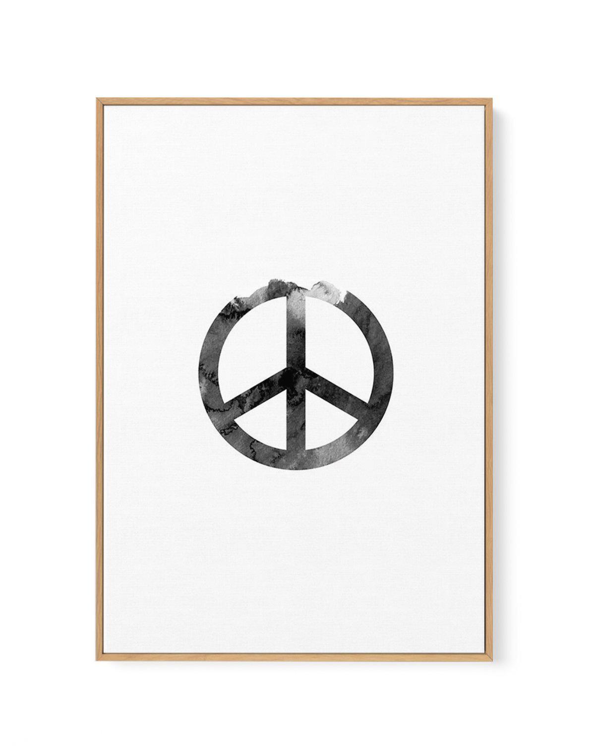 Peace Sign | Black Watercolour | Framed Canvas-CANVAS-You can shop wall art online with Olive et Oriel for everything from abstract art to fun kids wall art. Our beautiful modern art prints and canvas art are available from large canvas prints to wall art paintings and our proudly Australian artwork collection offers only the highest quality framed large wall art and canvas art Australia - You can buy fashion photography prints or Hampton print posters and paintings on canvas from Olive et Oriel