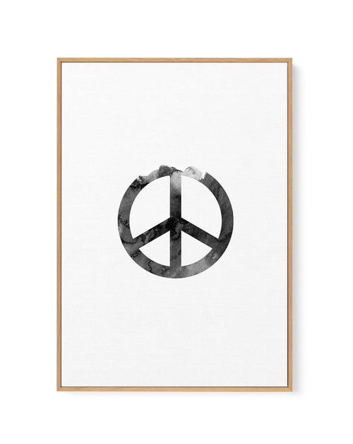 Peace Sign | Black Watercolour | Framed Canvas-CANVAS-You can shop wall art online with Olive et Oriel for everything from abstract art to fun kids wall art. Our beautiful modern art prints and canvas art are available from large canvas prints to wall art paintings and our proudly Australian artwork collection offers only the highest quality framed large wall art and canvas art Australia - You can buy fashion photography prints or Hampton print posters and paintings on canvas from Olive et Oriel