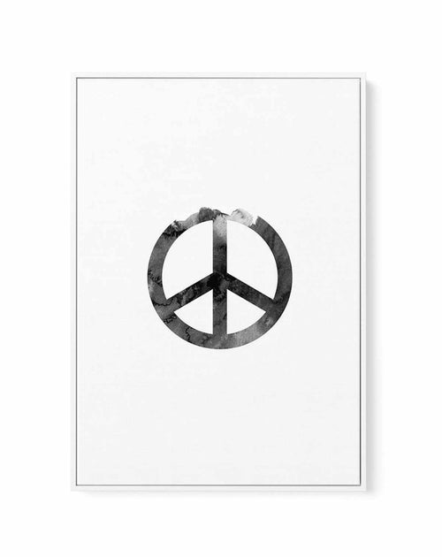Peace Sign | Black Watercolour | Framed Canvas-CANVAS-You can shop wall art online with Olive et Oriel for everything from abstract art to fun kids wall art. Our beautiful modern art prints and canvas art are available from large canvas prints to wall art paintings and our proudly Australian artwork collection offers only the highest quality framed large wall art and canvas art Australia - You can buy fashion photography prints or Hampton print posters and paintings on canvas from Olive et Oriel