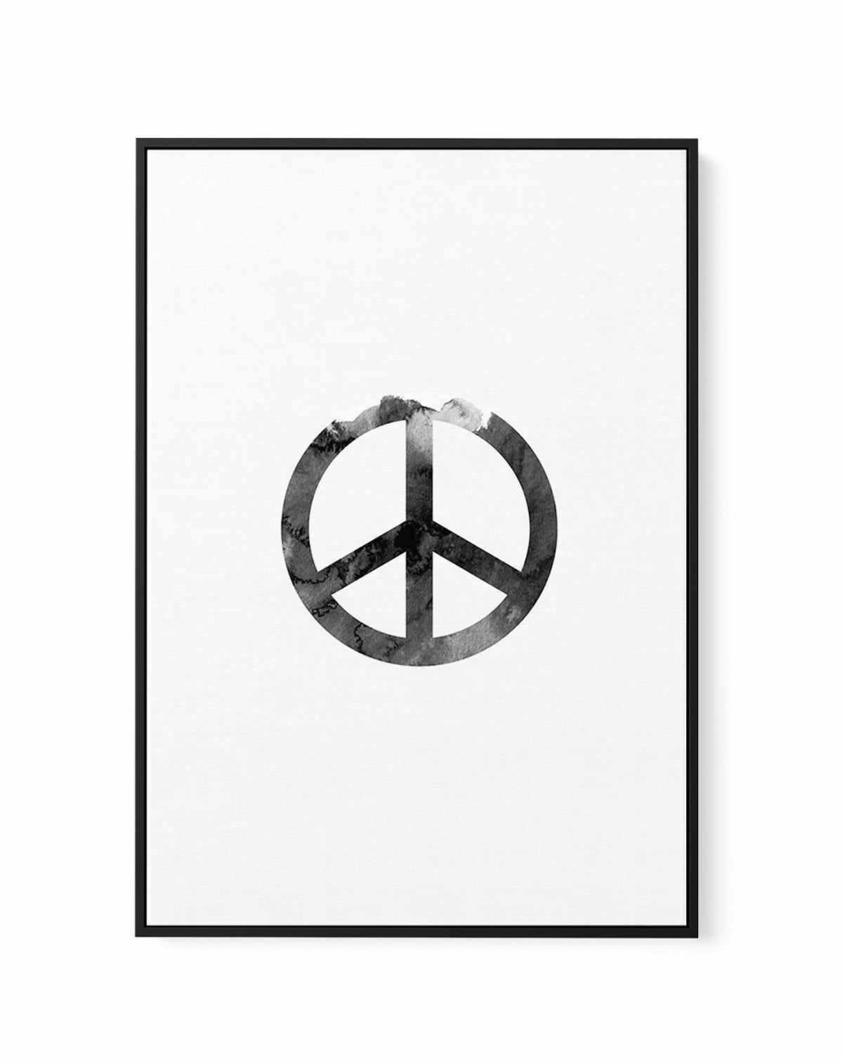 Peace Sign | Black Watercolour | Framed Canvas-CANVAS-You can shop wall art online with Olive et Oriel for everything from abstract art to fun kids wall art. Our beautiful modern art prints and canvas art are available from large canvas prints to wall art paintings and our proudly Australian artwork collection offers only the highest quality framed large wall art and canvas art Australia - You can buy fashion photography prints or Hampton print posters and paintings on canvas from Olive et Oriel