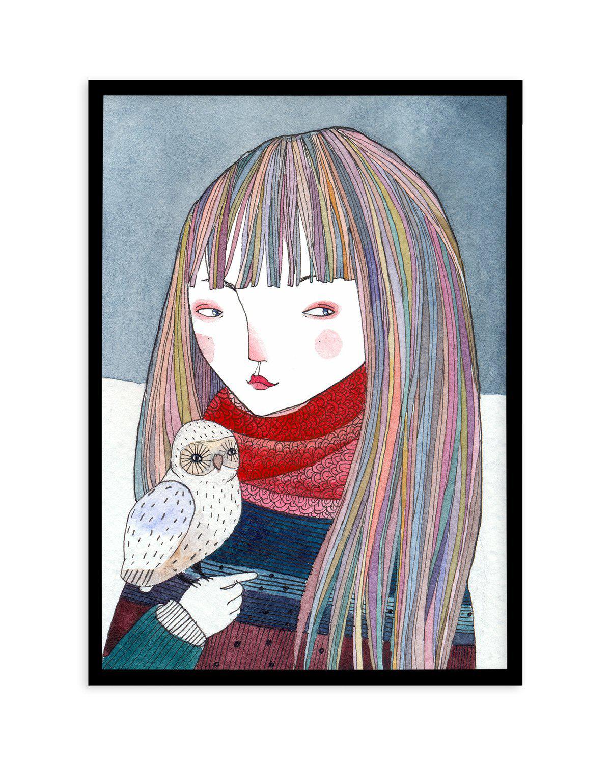 Petite Owl Art Print-PRINT-Olive et Oriel-Olive et Oriel-A5 | 5.8" x 8.3" | 14.8 x 21cm-Black-With White Border-Buy-Australian-Art-Prints-Online-with-Olive-et-Oriel-Your-Artwork-Specialists-Austrailia-Decorate-With-Coastal-Photo-Wall-Art-Prints-From-Our-Beach-House-Artwork-Collection-Fine-Poster-and-Framed-Artwork