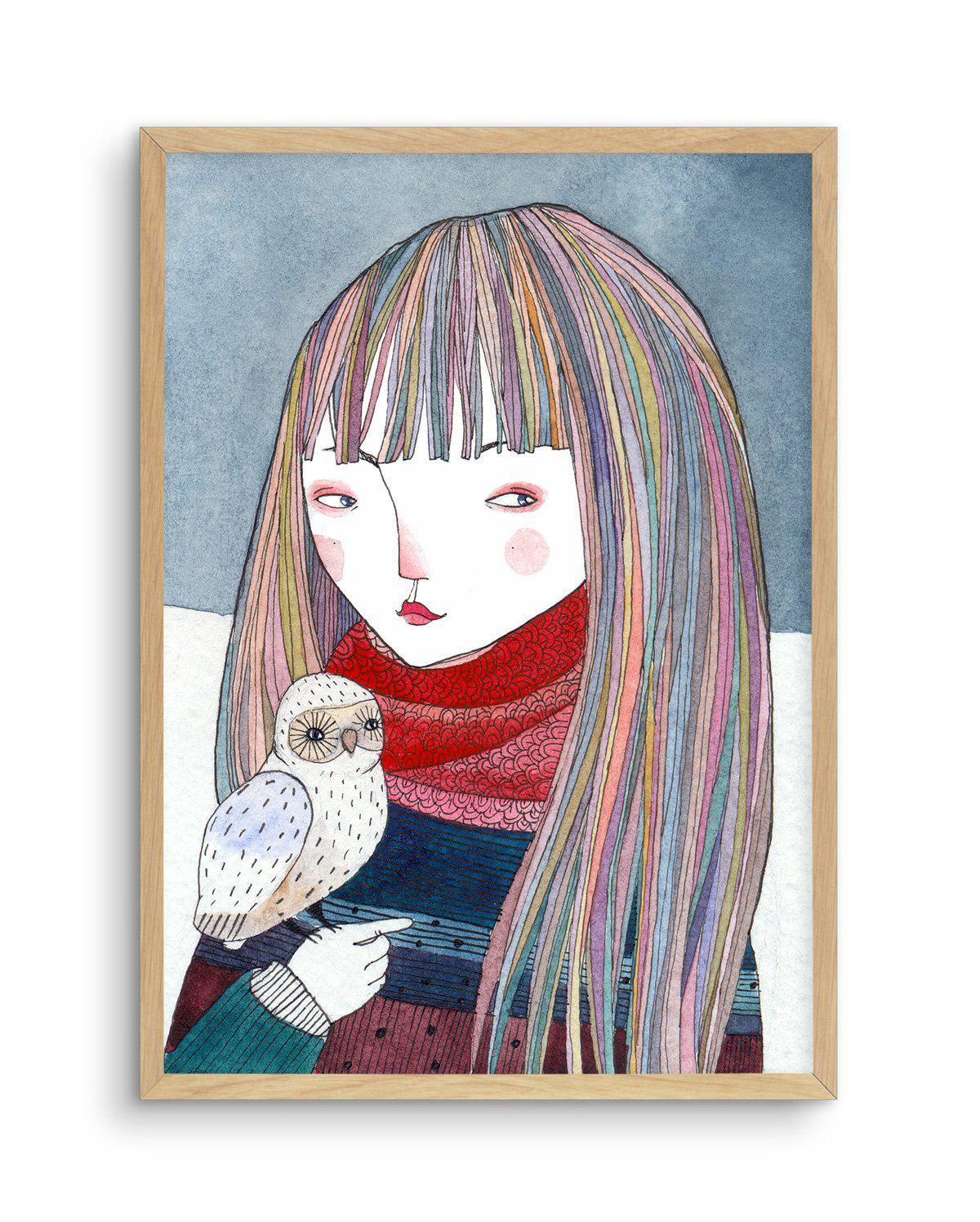 Petite Owl Art Print-PRINT-Olive et Oriel-Olive et Oriel-A5 | 5.8" x 8.3" | 14.8 x 21cm-Oak-With White Border-Buy-Australian-Art-Prints-Online-with-Olive-et-Oriel-Your-Artwork-Specialists-Austrailia-Decorate-With-Coastal-Photo-Wall-Art-Prints-From-Our-Beach-House-Artwork-Collection-Fine-Poster-and-Framed-Artwork