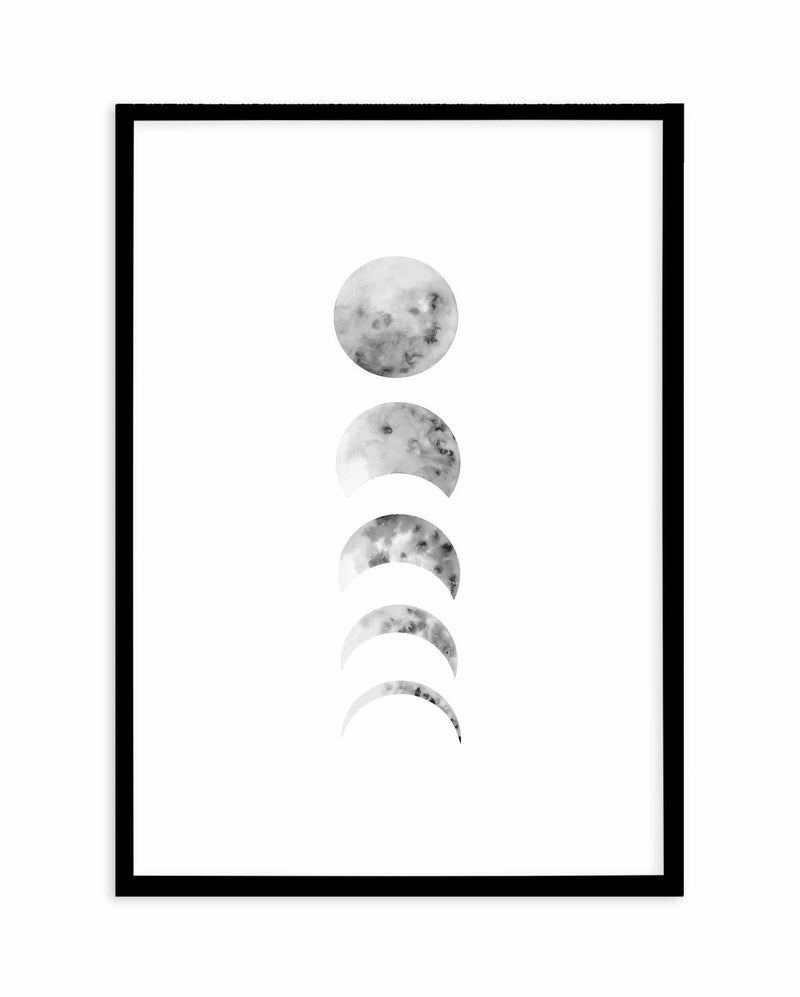 Phases Of The Moon Art Print-PRINT-Olive et Oriel-Olive et Oriel-A5 | 5.8" x 8.3" | 14.8 x 21cm-Black-With White Border-Buy-Australian-Art-Prints-Online-with-Olive-et-Oriel-Your-Artwork-Specialists-Austrailia-Decorate-With-Coastal-Photo-Wall-Art-Prints-From-Our-Beach-House-Artwork-Collection-Fine-Poster-and-Framed-Artwork