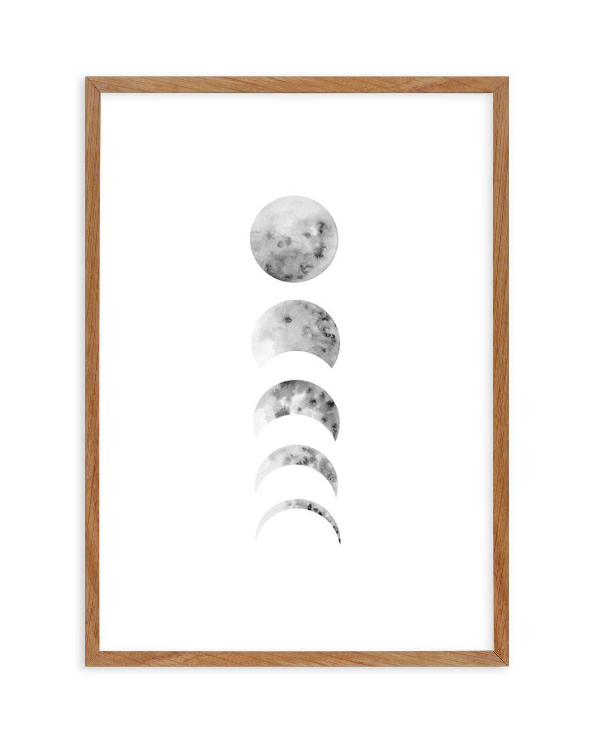 Phases Of The Moon Art Print-PRINT-Olive et Oriel-Olive et Oriel-50x70 cm | 19.6" x 27.5"-Walnut-With White Border-Buy-Australian-Art-Prints-Online-with-Olive-et-Oriel-Your-Artwork-Specialists-Austrailia-Decorate-With-Coastal-Photo-Wall-Art-Prints-From-Our-Beach-House-Artwork-Collection-Fine-Poster-and-Framed-Artwork