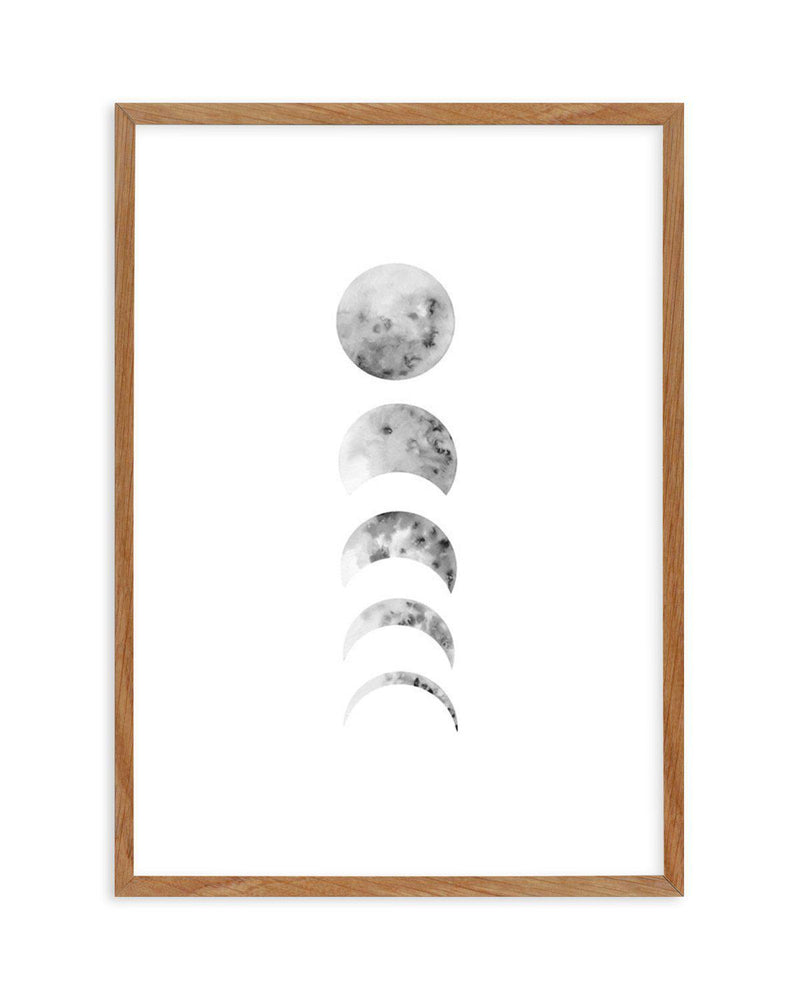 Phases Of The Moon Art Print-PRINT-Olive et Oriel-Olive et Oriel-50x70 cm | 19.6" x 27.5"-Walnut-With White Border-Buy-Australian-Art-Prints-Online-with-Olive-et-Oriel-Your-Artwork-Specialists-Austrailia-Decorate-With-Coastal-Photo-Wall-Art-Prints-From-Our-Beach-House-Artwork-Collection-Fine-Poster-and-Framed-Artwork
