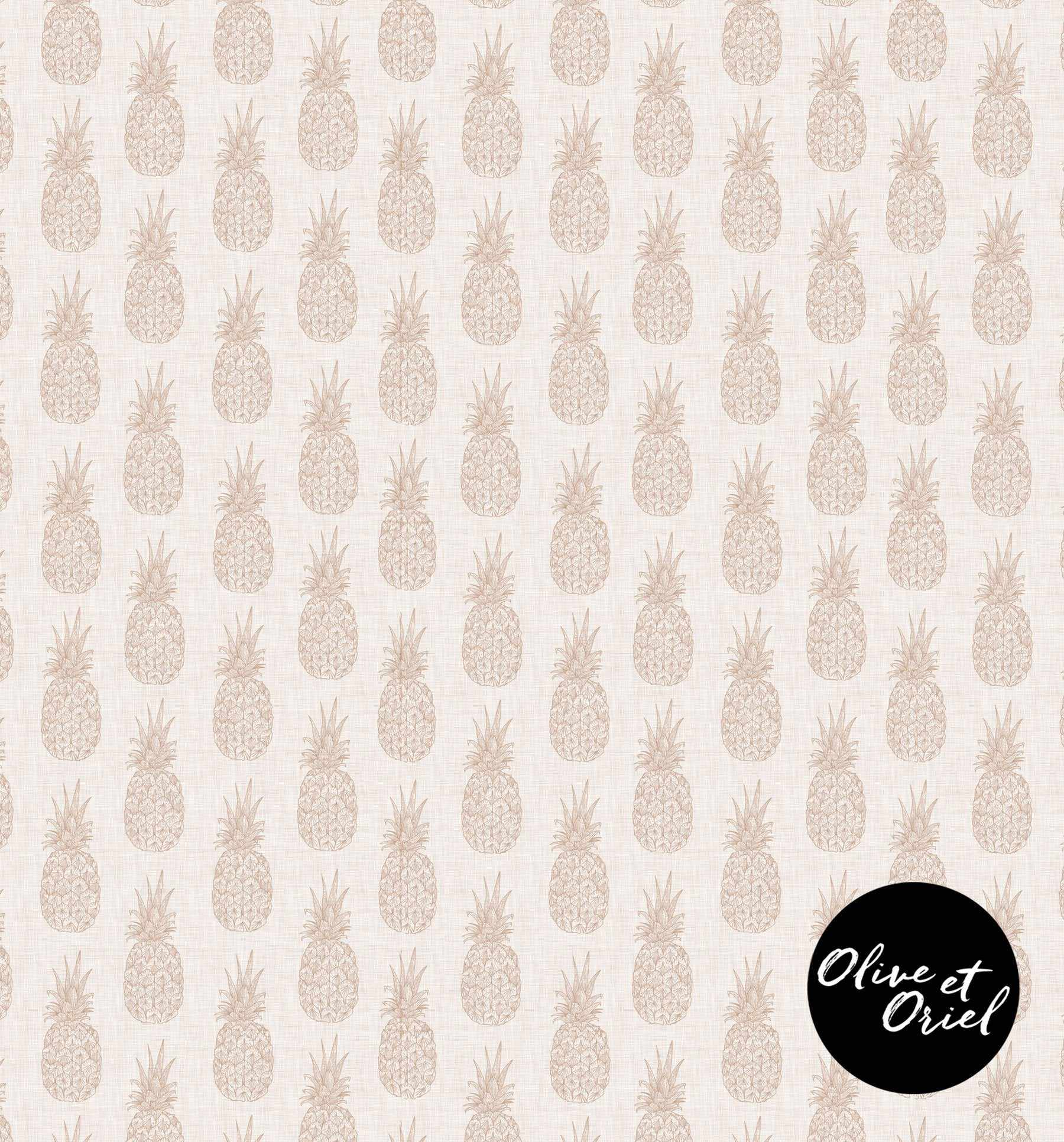 Pineapples on Linen Wallpaper - Olive et Oriel