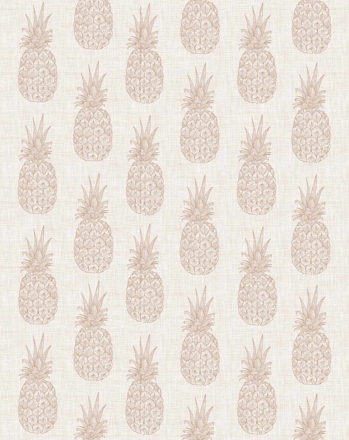 Pineapples on Linen Wallpaper - Olive et Oriel