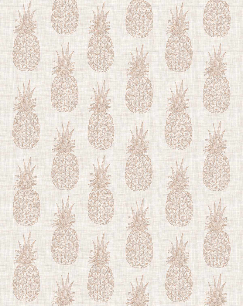 Pineapples on Linen Wallpaper - Olive et Oriel