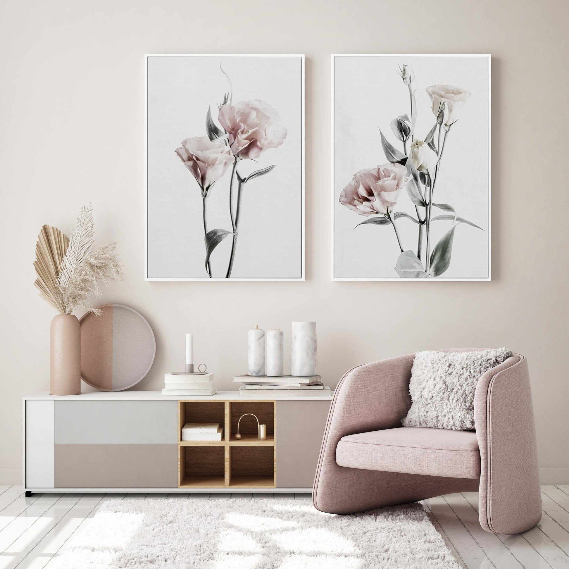 Pink Lisianthus III | Framed Canvas-CANVAS-You can shop wall art online with Olive et Oriel for everything from abstract art to fun kids wall art. Our beautiful modern art prints and canvas art are available from large canvas prints to wall art paintings and our proudly Australian artwork collection offers only the highest quality framed large wall art and canvas art Australia - You can buy fashion photography prints or Hampton print posters and paintings on canvas from Olive et Oriel and have t