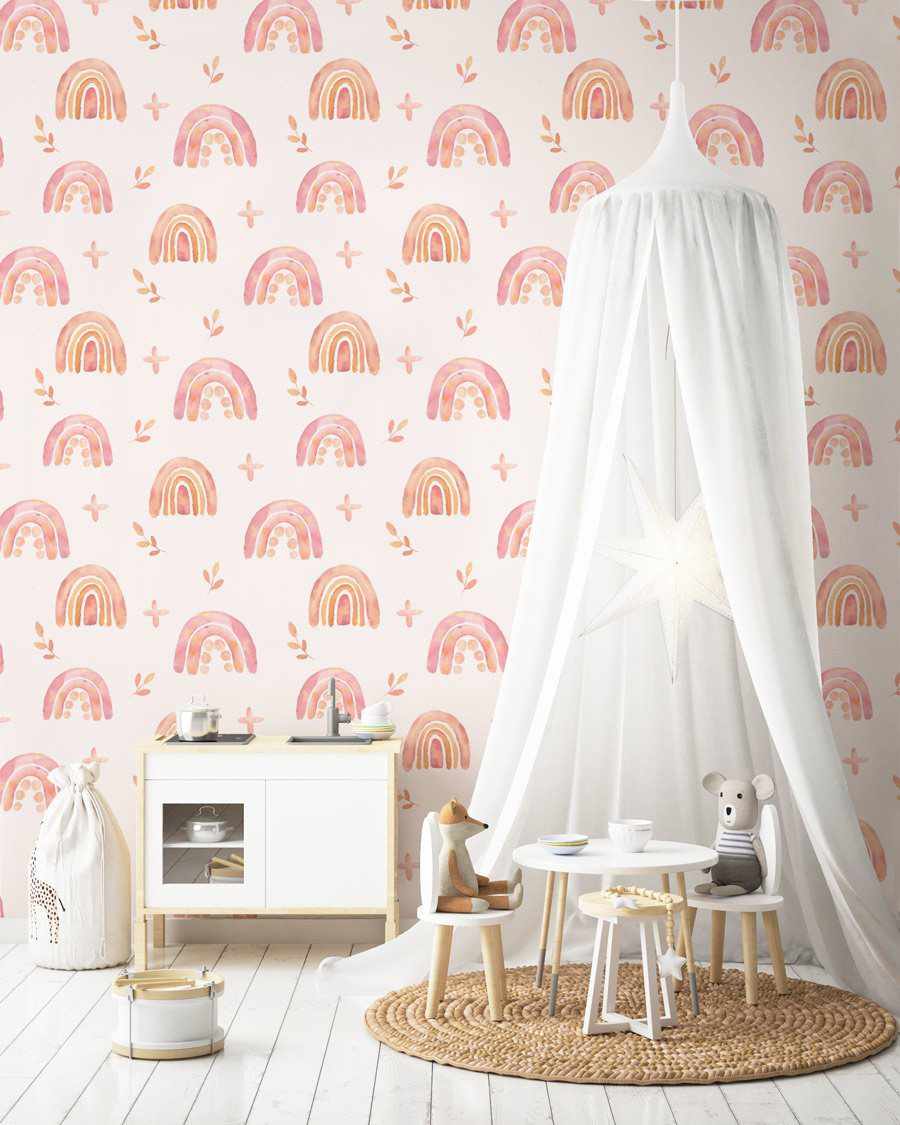 Pink Pop Rainbows Wallpaper - Olive et Oriel