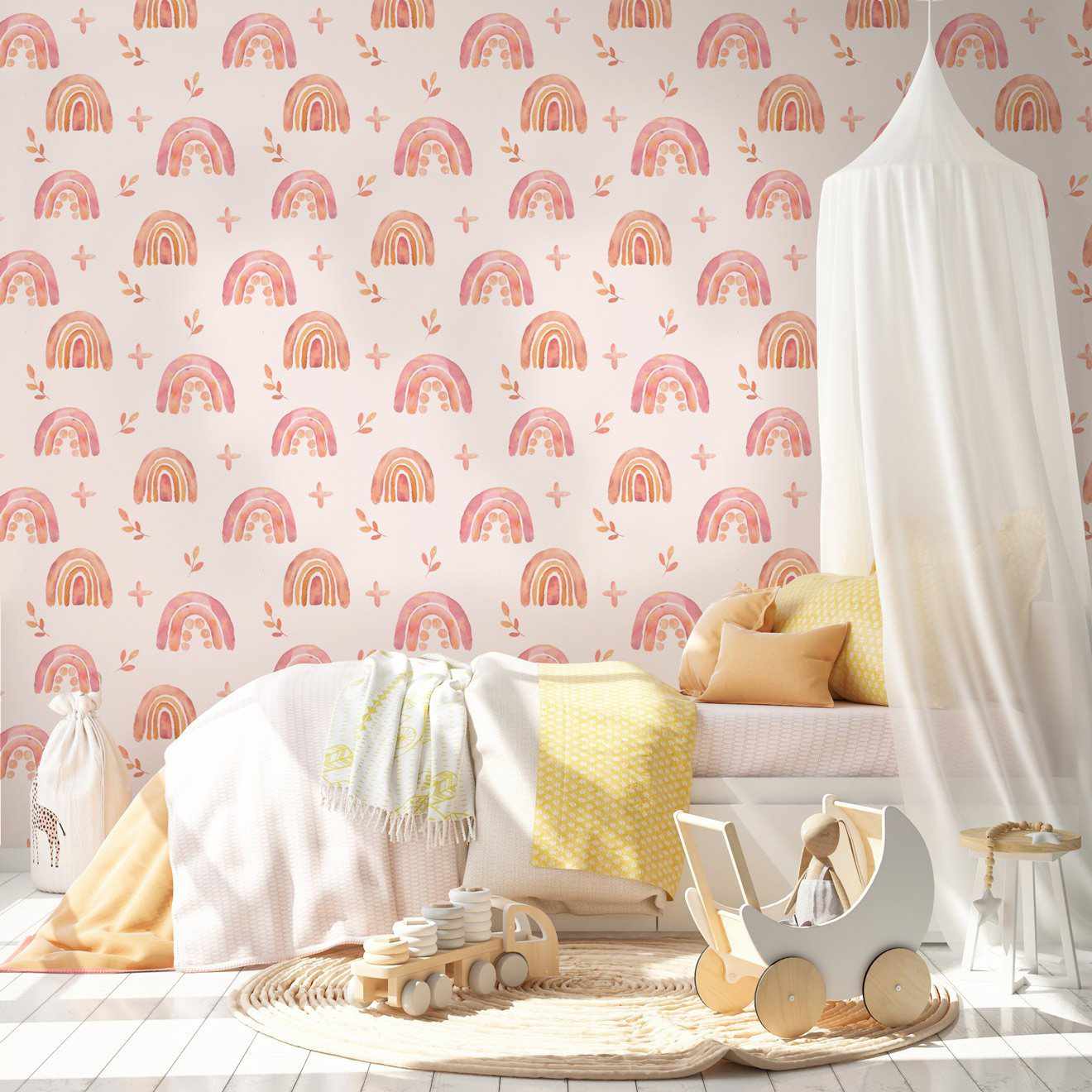 Pink Pop Rainbows Wallpaper - Olive et Oriel