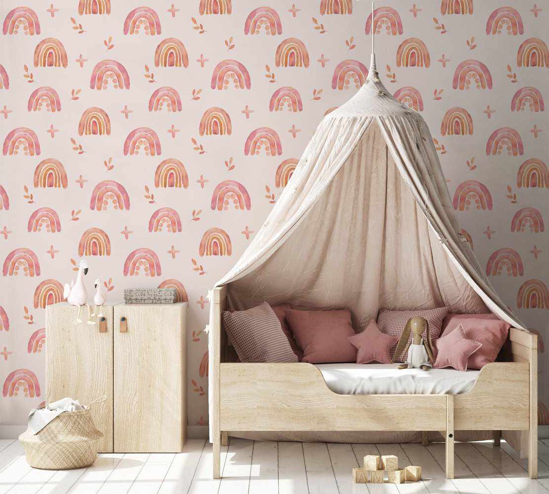 Pink Pop Rainbows Wallpaper - Olive et Oriel