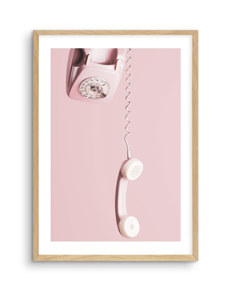 Pink Telephone Art Print-PRINT-Olive et Oriel-Olive et Oriel-A5 | 5.8" x 8.3" | 14.8 x 21cm-Oak-With White Border-Buy-Australian-Art-Prints-Online-with-Olive-et-Oriel-Your-Artwork-Specialists-Austrailia-Decorate-With-Coastal-Photo-Wall-Art-Prints-From-Our-Beach-House-Artwork-Collection-Fine-Poster-and-Framed-Artwork