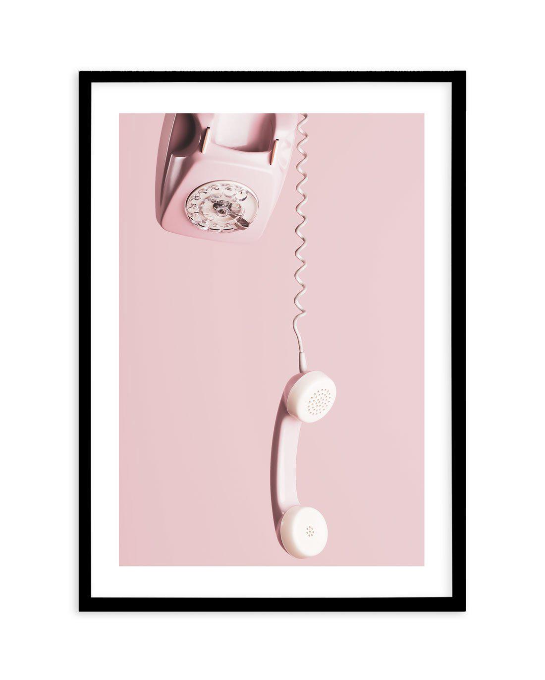 Pink Telephone Art Print-PRINT-Olive et Oriel-Olive et Oriel-A5 | 5.8" x 8.3" | 14.8 x 21cm-Black-With White Border-Buy-Australian-Art-Prints-Online-with-Olive-et-Oriel-Your-Artwork-Specialists-Austrailia-Decorate-With-Coastal-Photo-Wall-Art-Prints-From-Our-Beach-House-Artwork-Collection-Fine-Poster-and-Framed-Artwork