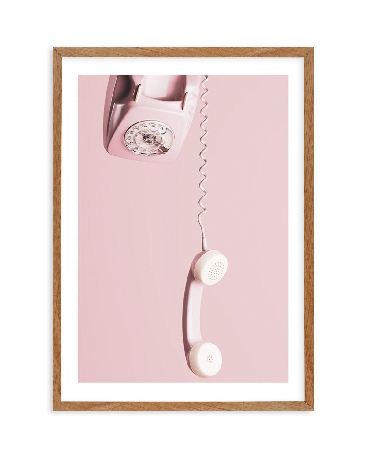 Pink Telephone Art Print-PRINT-Olive et Oriel-Olive et Oriel-50x70 cm | 19.6" x 27.5"-Walnut-With White Border-Buy-Australian-Art-Prints-Online-with-Olive-et-Oriel-Your-Artwork-Specialists-Austrailia-Decorate-With-Coastal-Photo-Wall-Art-Prints-From-Our-Beach-House-Artwork-Collection-Fine-Poster-and-Framed-Artwork